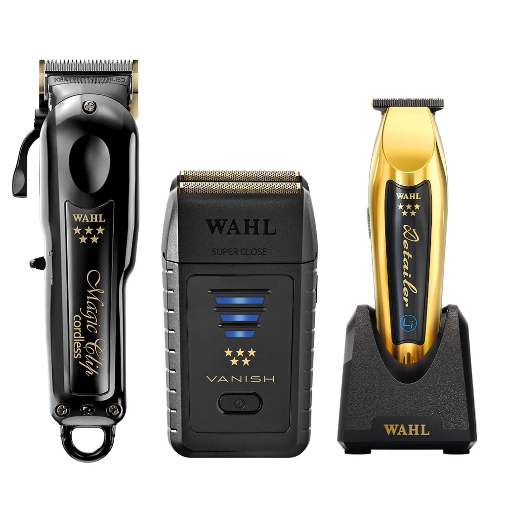 Wahl Kit Magic Clip Black, Detailer Gold e Vanish Gold Maquina de Corte e Acabamento Original