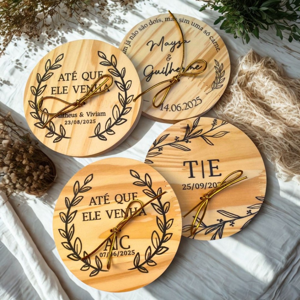 Porta Alianças Pinus Personalizado para Casamento