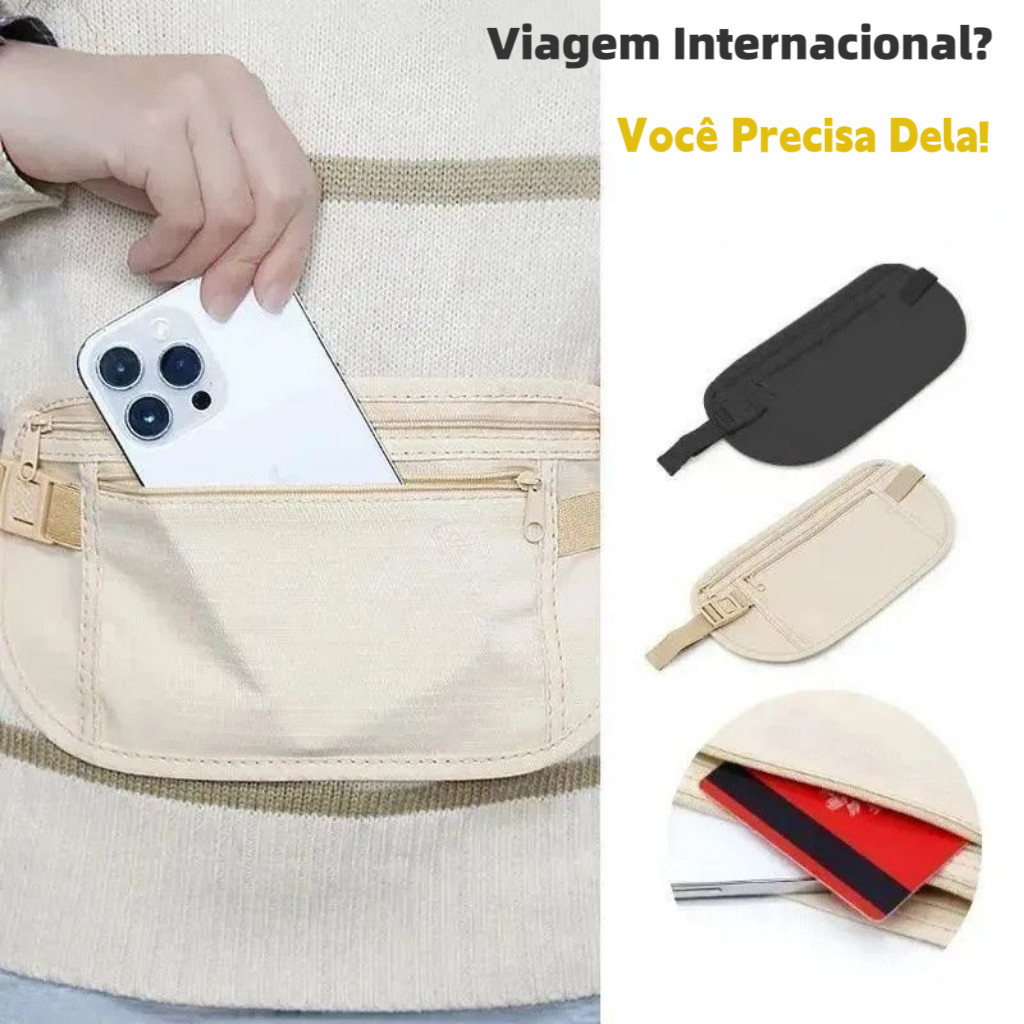 2/1 PCS Pochete Doleira Antifurto Nylon Impermeável Porta Celular Dinheiro Segurança Viagem Academia Carnaval Balada