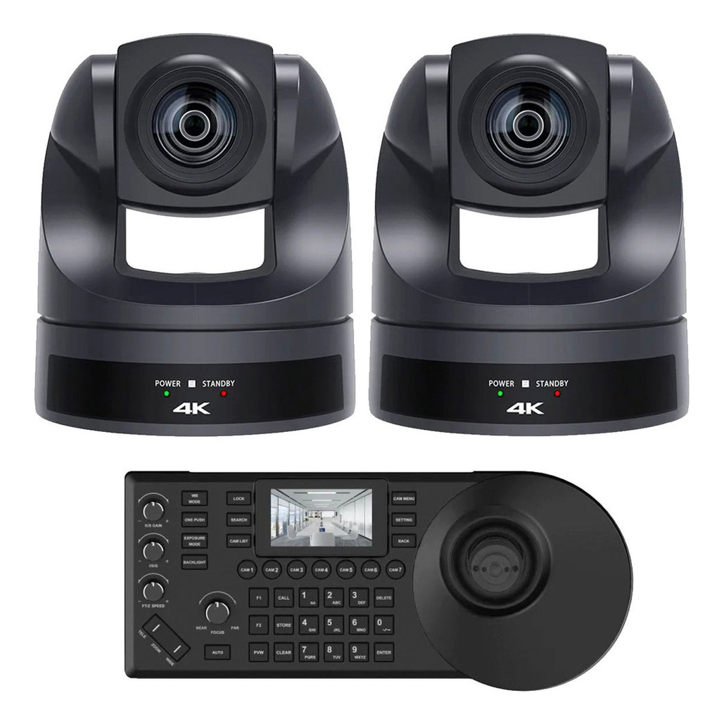 Kit 2 Câmeras Ptz 4k Transmissão Ao Vivo Joystick 4d Monitor