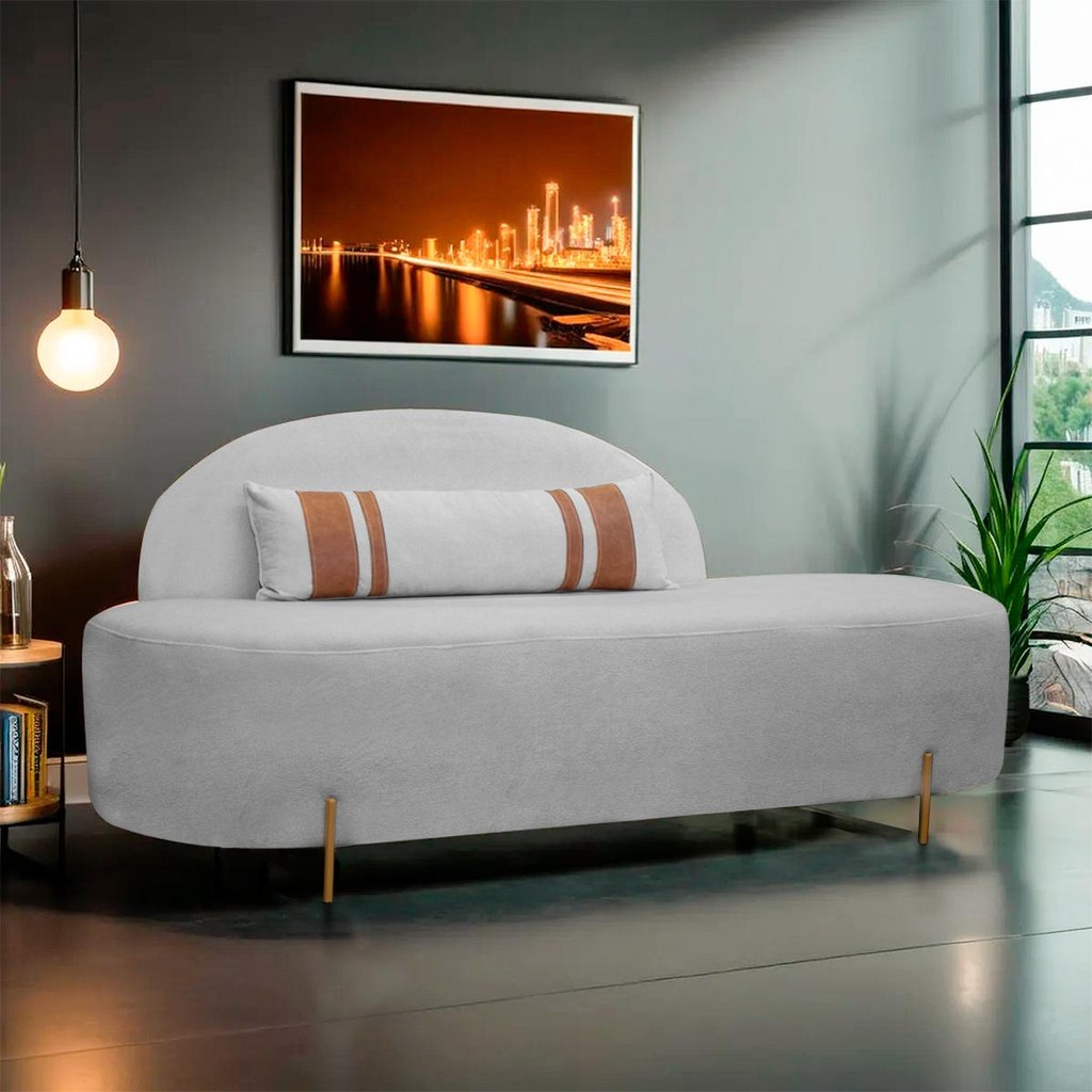 Sofá Orgânico Maitê 2 Lugares 180cm Bouclê Cinza SOFA STORE