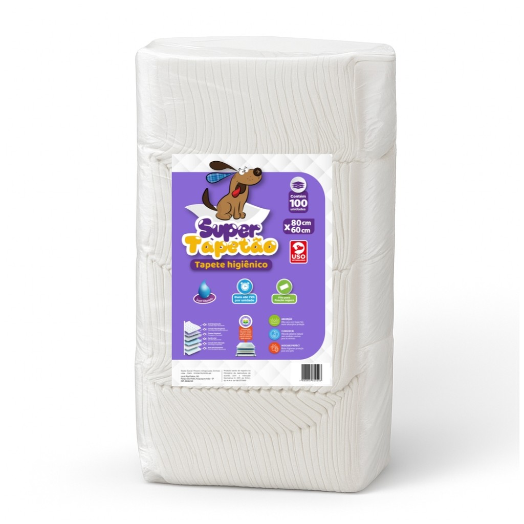 Tapete Higiênico Cachorro Cães Pet Super Tapetão 80x60 - 100 Un.
