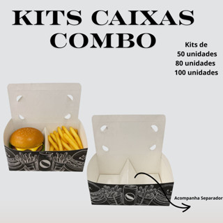 Caixa para Hamburguer Combo Kit 50 80 100 Embalagem Box Batata Artesanal Delivery Lanche em Oferta na Shopee