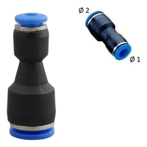10 conexões pneumáticas união emenda com redução 12 x 8 mm
