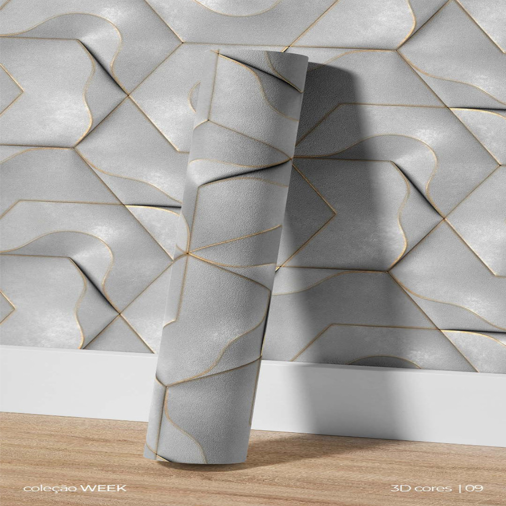 Papel de Parede Adesivo Autocolante Lavável Design Infantil Geométrico Cinza