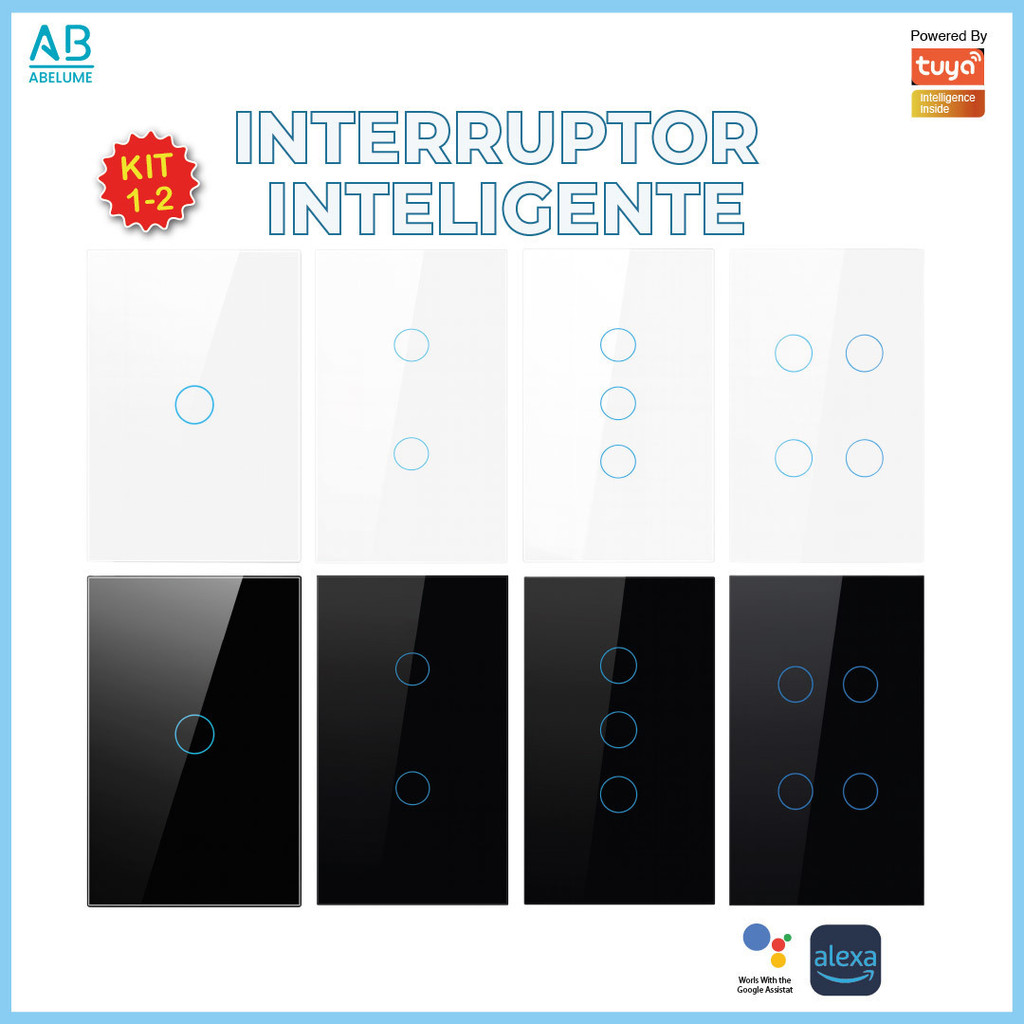 Interruptor Inteligente de Toque Wifi 1 2 3 4 Botões Controle Aplicativo Alexa Tuya e Google em Oferta na Shopee