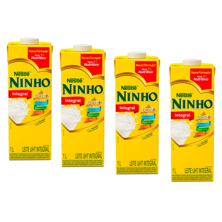 Leite Líquido Ninho Vitaminado Integral kit 4 unidades 1 litro