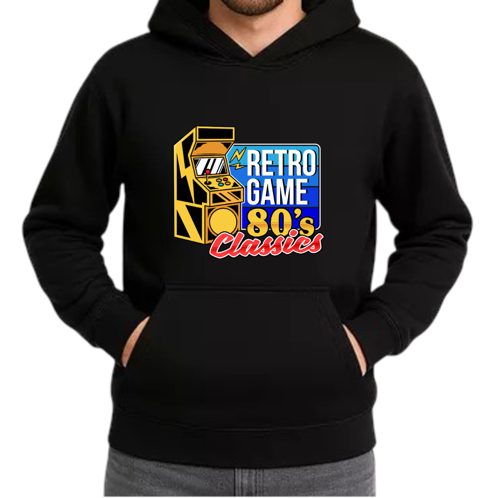 Moletom Canguru Retro Gamer Arcade Fliperama Vintage Anos 80