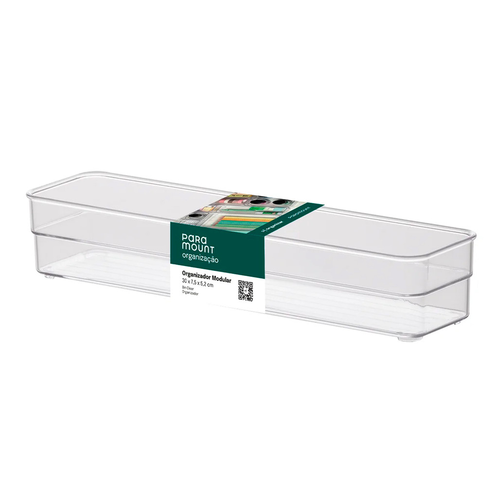 Organizador Modular Acrílico Transparente Diamond 30x7,5x5,2cm P/ Organização de Gavetas, Armários e Geladeiras