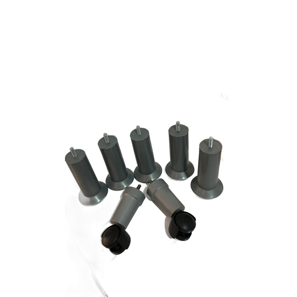 Kit Pes Cinza Cama box 5 pes com 13 cm de altura e 2 Rodizio de 13cm