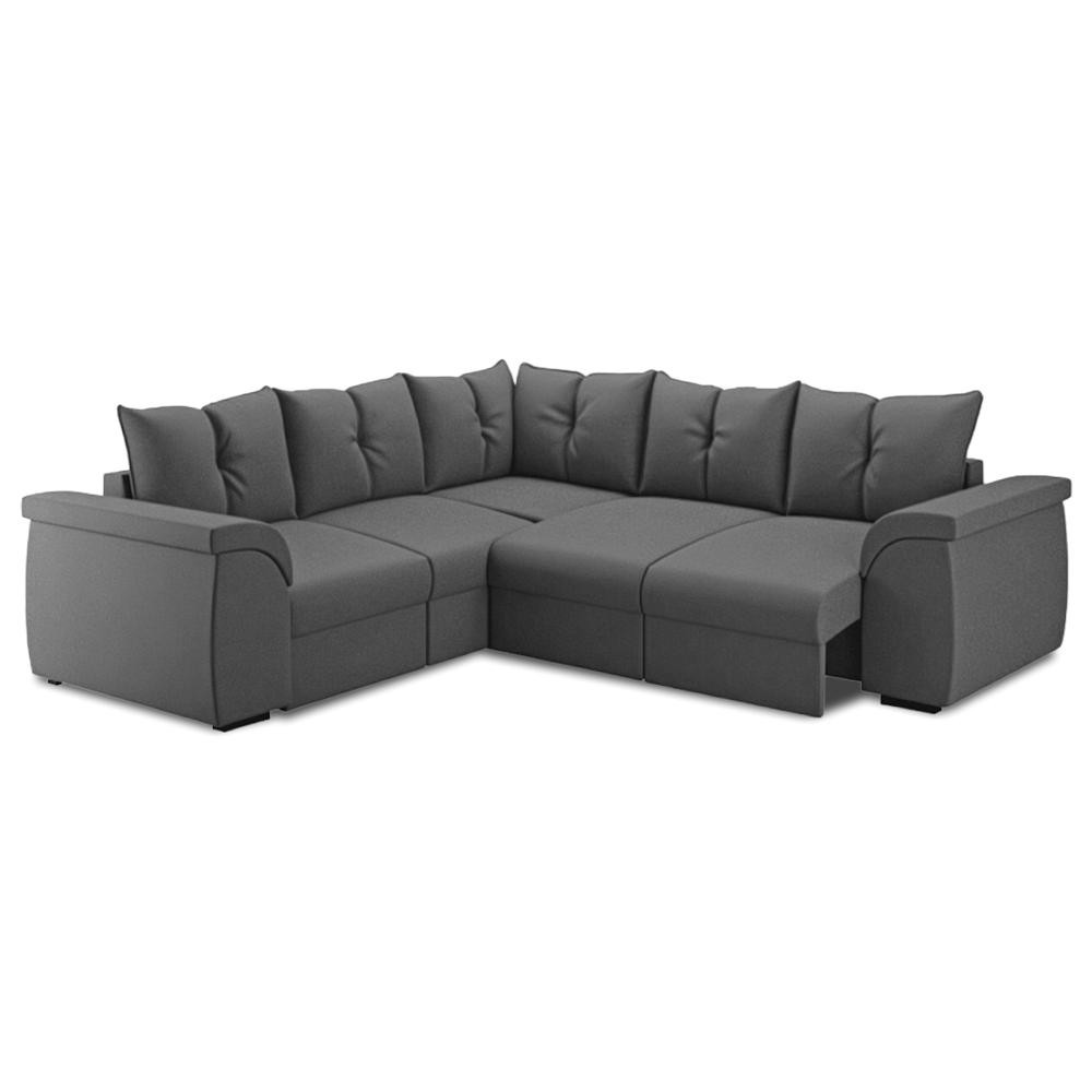 Sofá de Canto 5 Lugares com Retrátil Qatar Suede Cinza em Oferta na Shopee