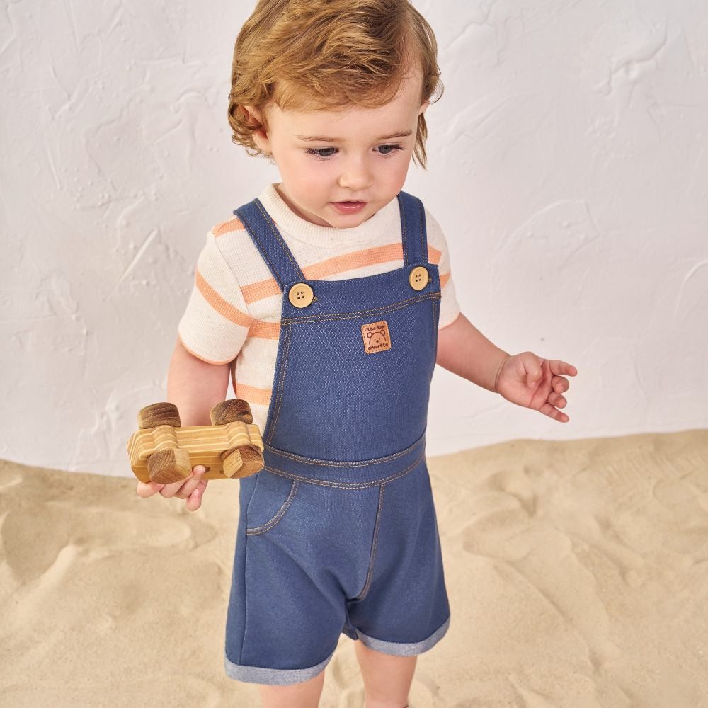 Conjunto Bebê Menino Divertto Camiseta Moletinho e Jardineira