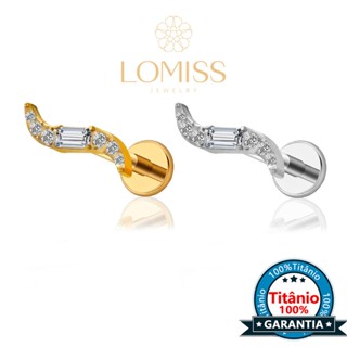 Piercing Labret Titânio Zircônia Onda / Cobra Rosca Interna - Flat Boca Tragus Helix Nariz Conch Lóbulo Lateral em Oferta na Shopee