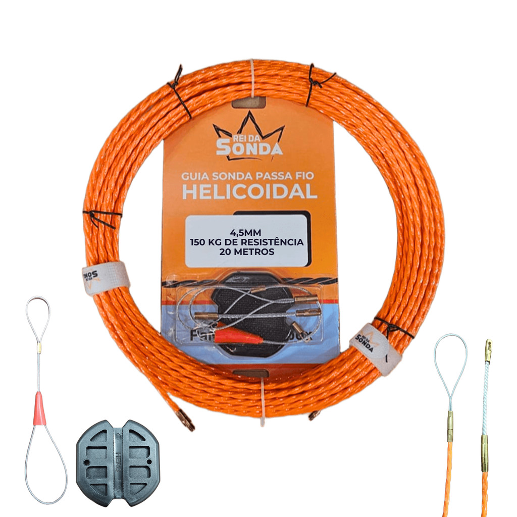 Sonda Passa Fio Rei da Sonda Profissional Hard Work Helicoidal 20 metros - 4.5mm e 5.5mm