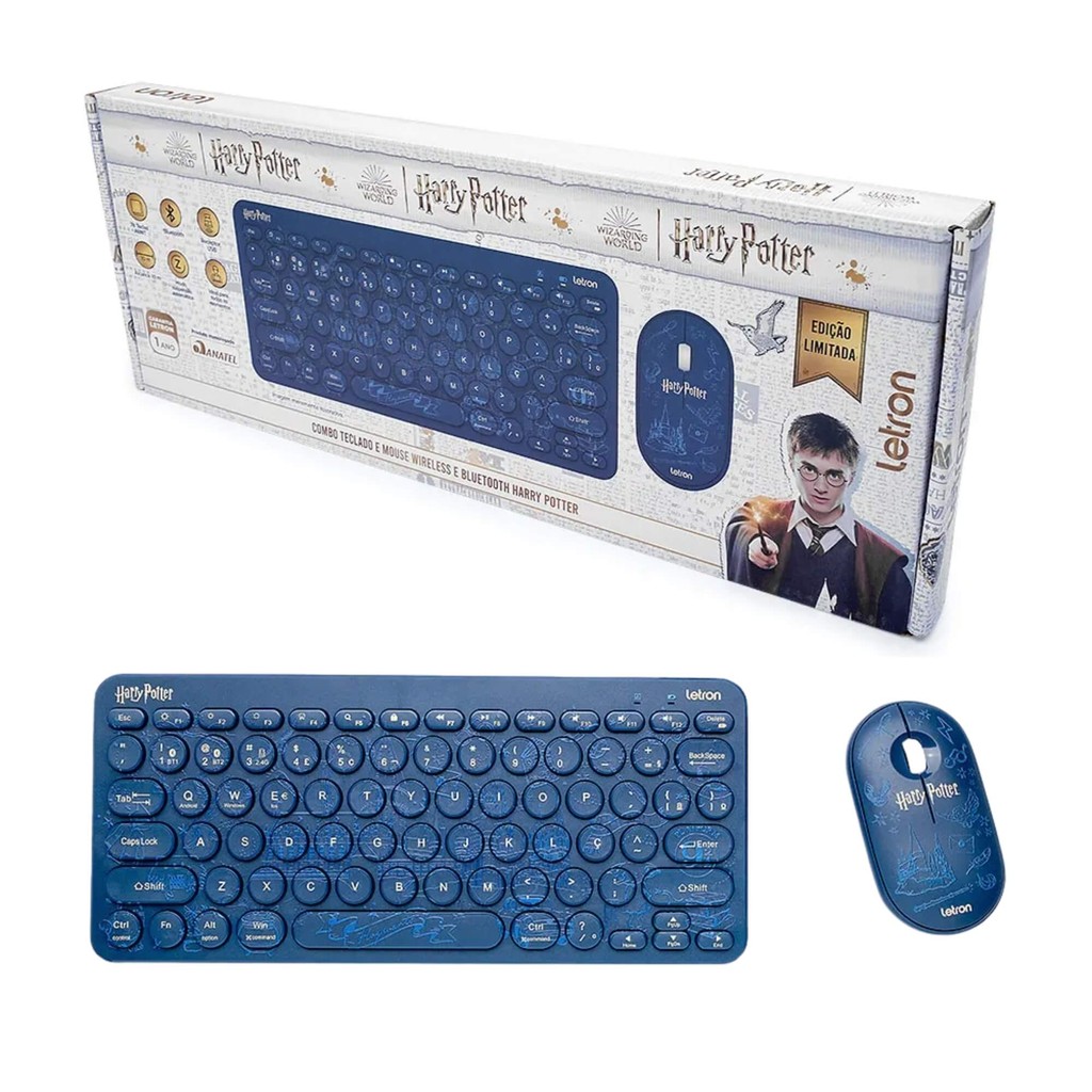 Kit Teclado e Mouse Sem Fio Usb Wireless e Bluetooth Edição Harry Potter Letron Leonora - 74692 em Oferta na Shopee