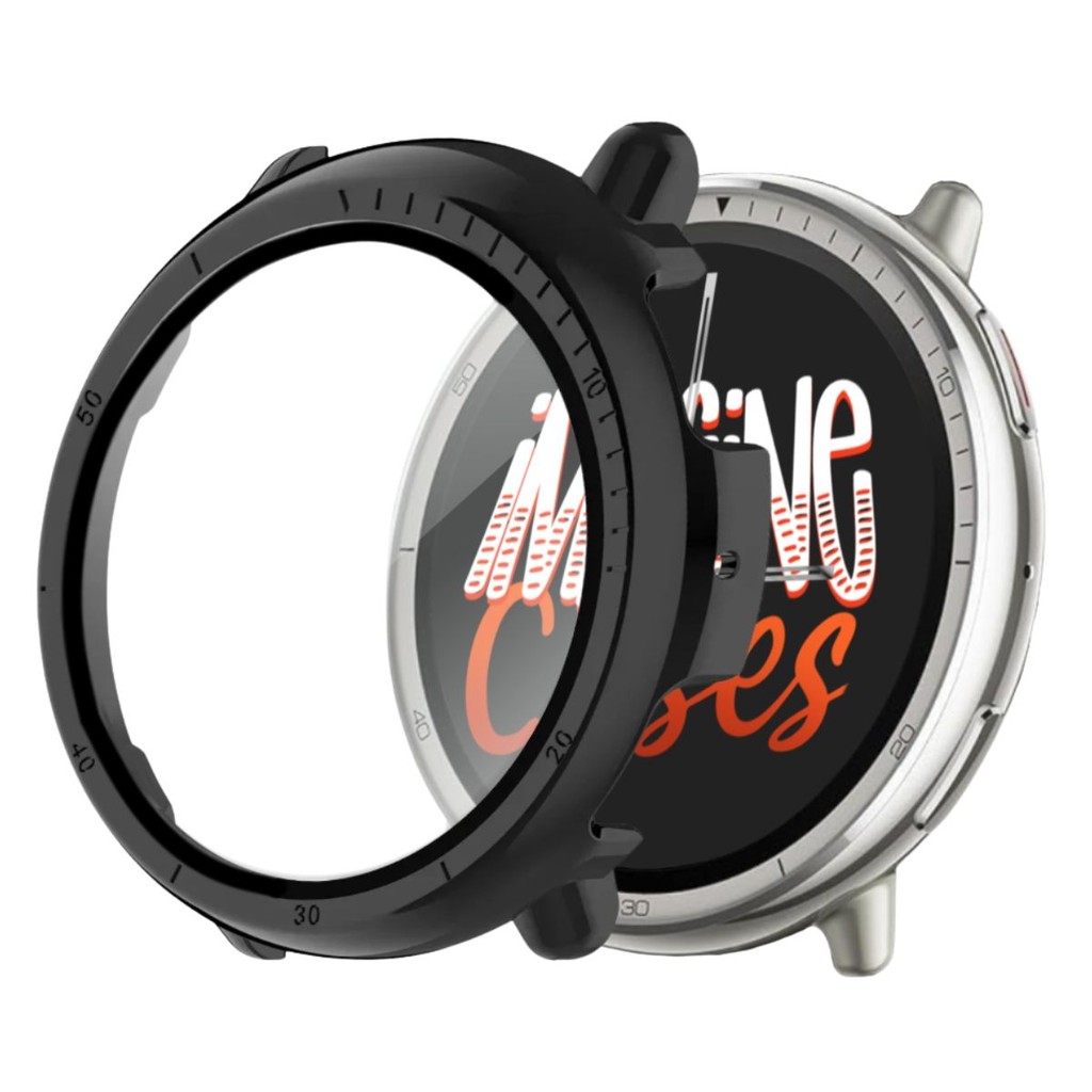 Capinha Case Bumper para Amazfit Active 2 Smart Watch 44mm A2437 Capa Pelicula Cobre a Tela Catraca