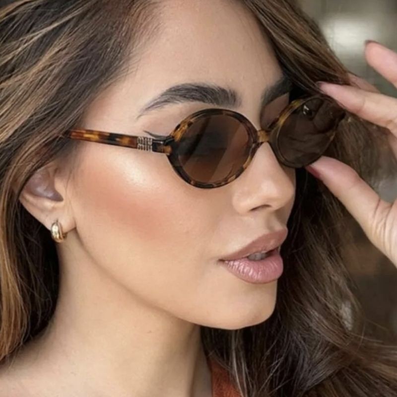 Óculos de Sol Femininos com Estampa de Leopardopara Rosto Pequeno uv400 em Oferta na Shopee