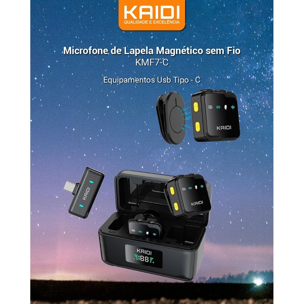 Microfone lapela Captação de Alta Fidelidade, Sem Ruídos | Microfone Kaidi, ideal para lives kmf7