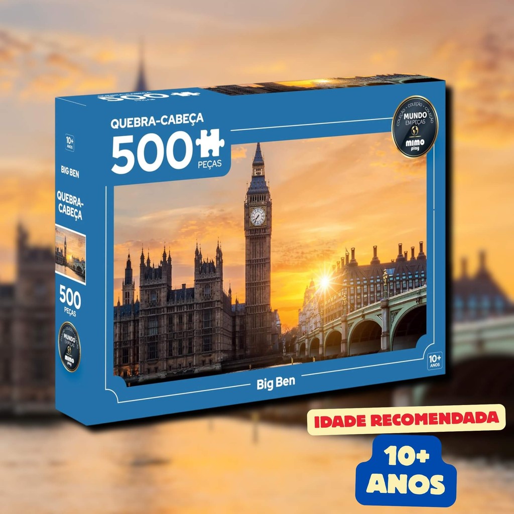 Quebra-Cabeça Puzzle Mundo em Peças Big Ben 500 peças Mimo Toys - 2647 — imagem 2 de 2