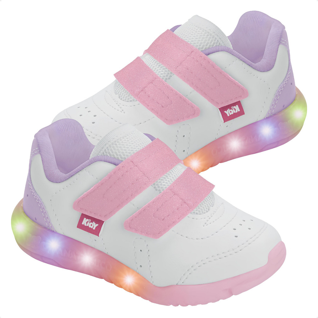 Tênis Infantil Kidy Flex Light Led Luz Pisca Pisca Conforto Diversão Estilo Delicado