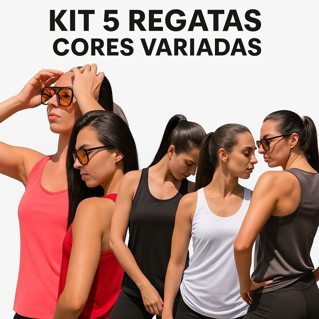 Kit Com 5 Regatas Cores Variadas Feminina Esportes Academia Dry Fit Furadinha