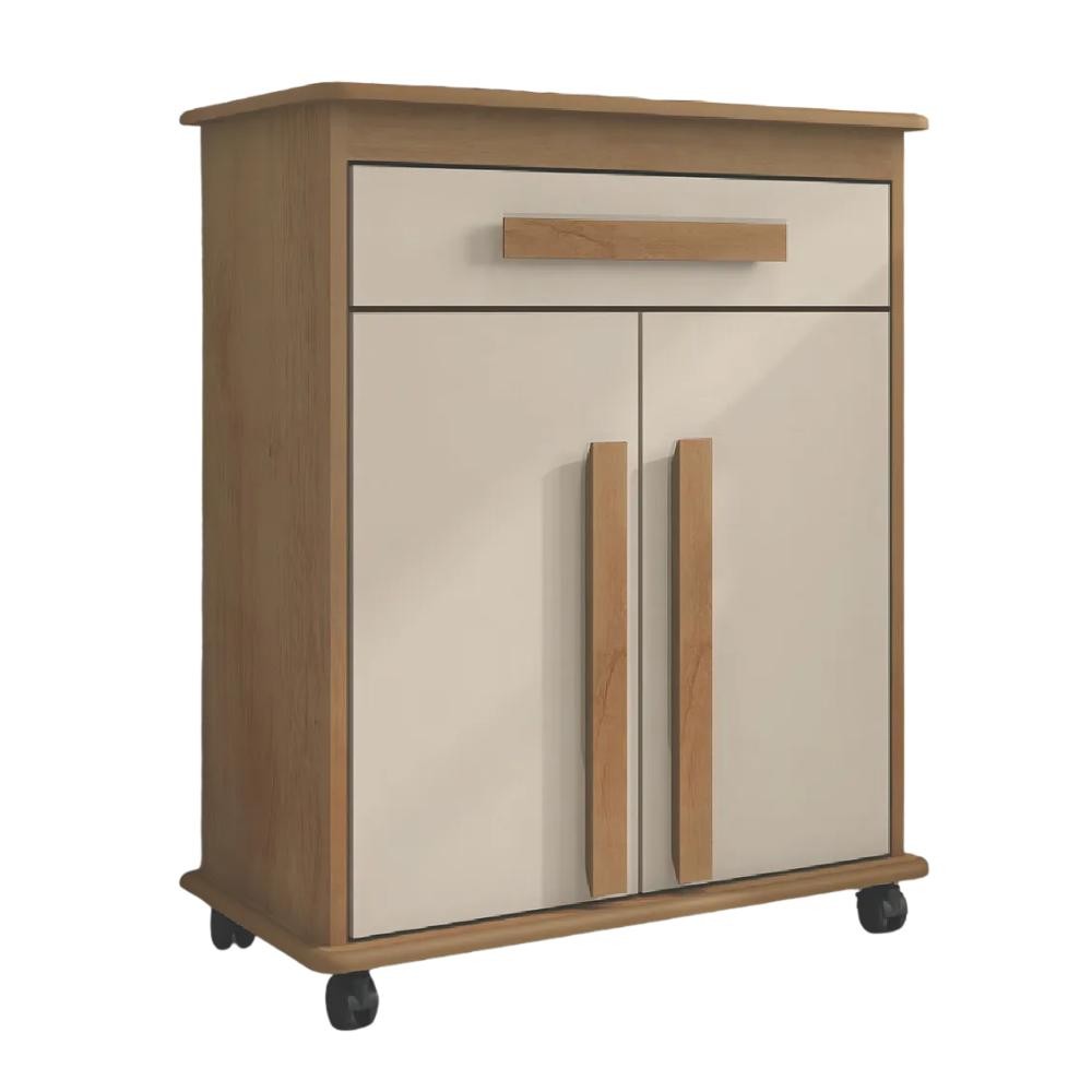 Armário Balcão Multiuso 2 Portas 1 Gaveta com Rodízios Chile Cinamomo/Off White RV Móveis em Oferta na Shopee