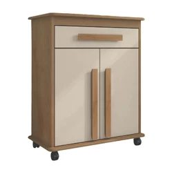 Armário Balcão Multiuso 2 Portas 1 Gaveta com Rodízios Chile Cinamomo/Off White RV Móveis