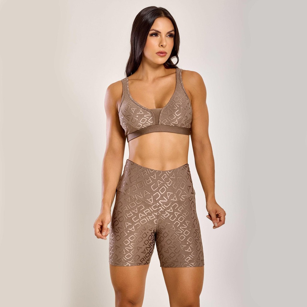 Short j Winner Donna Castanho Texturizado