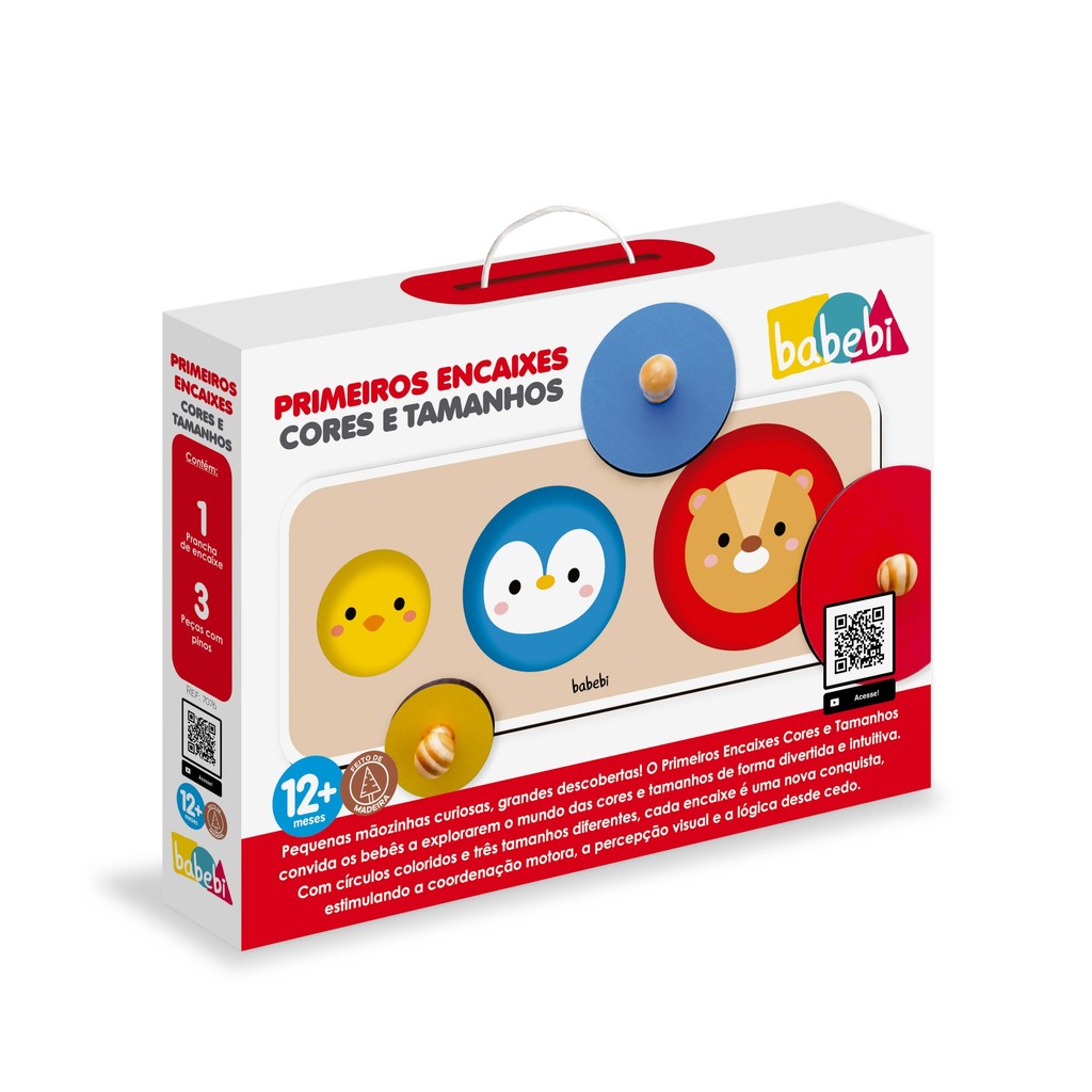 Brinquedo Interativo Primeiros Encaixes Cores e Tamanhos Babebi Brinquedo Pedagógico Babebi