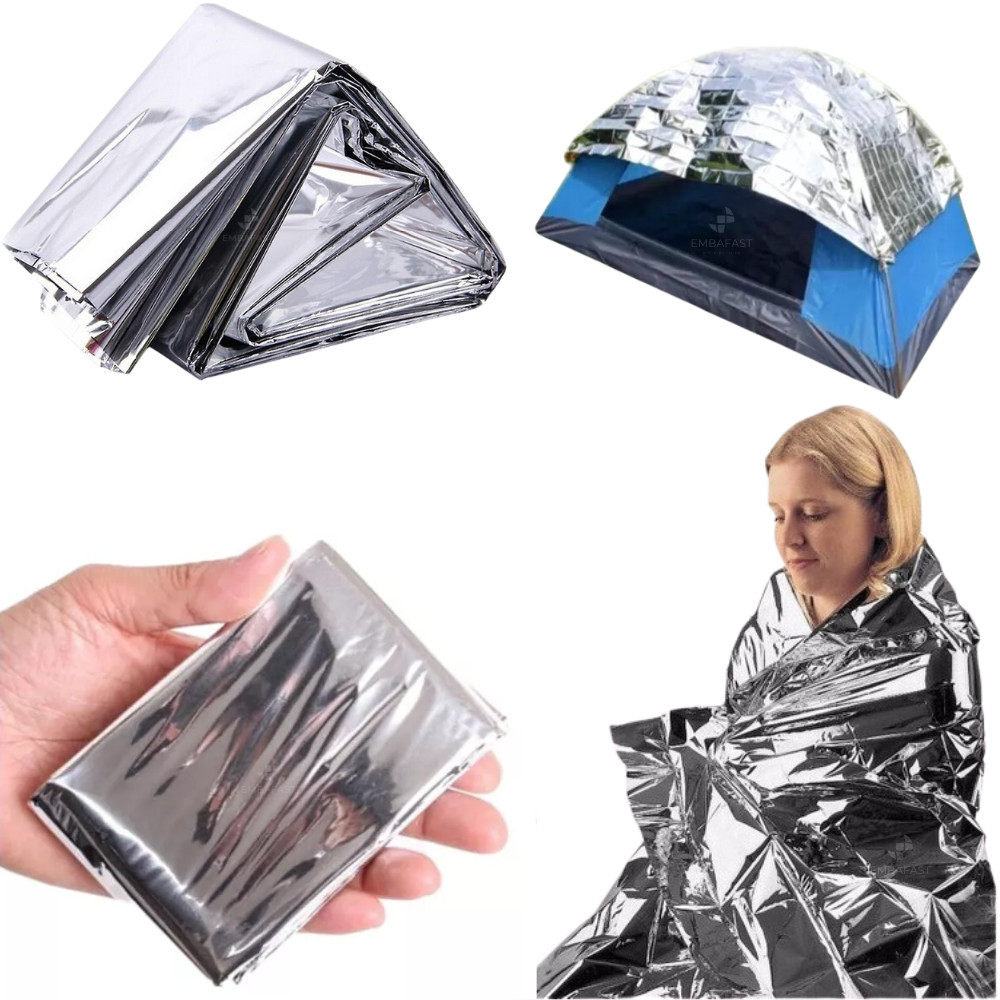 Kit 100 Mantas Térmica Resgate 2,10 X1,40 Cobertor Isolante Camping Barraca Sobrevivencia Frio Selva