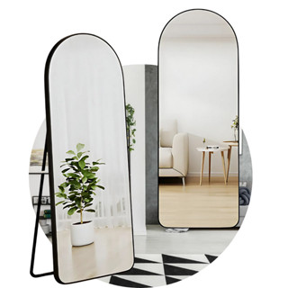 Espelho de Parede e Chão 160x50cm Oval com Moldura Alumínio Preto, Branco ou Dourado Closet e Quarto em Oferta na Shopee