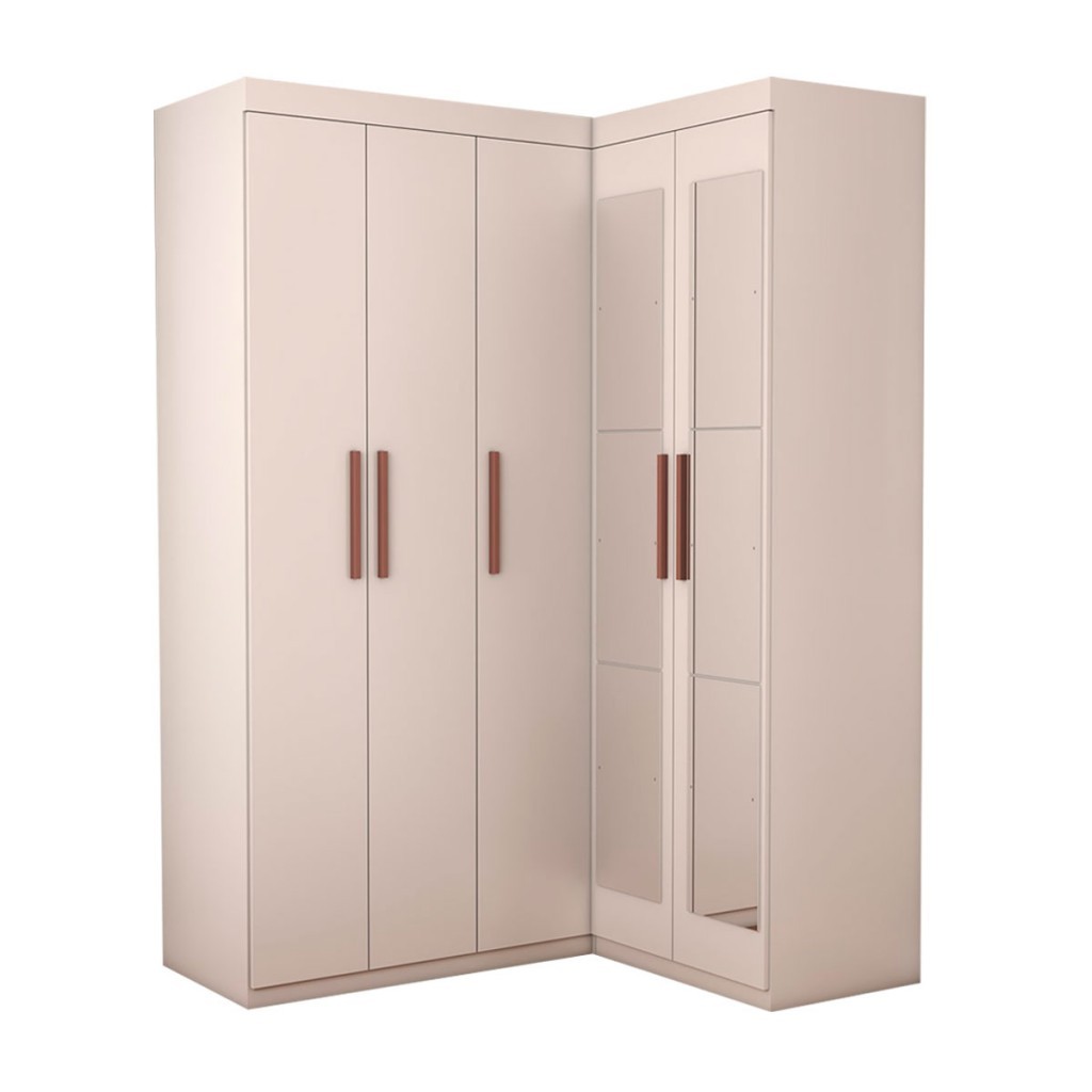 Detalhes do Guarda-Roupa Solteiro Modulado Odisseia 5 Portas 12 Prateleiras Com Espelho - Panorama Móveis