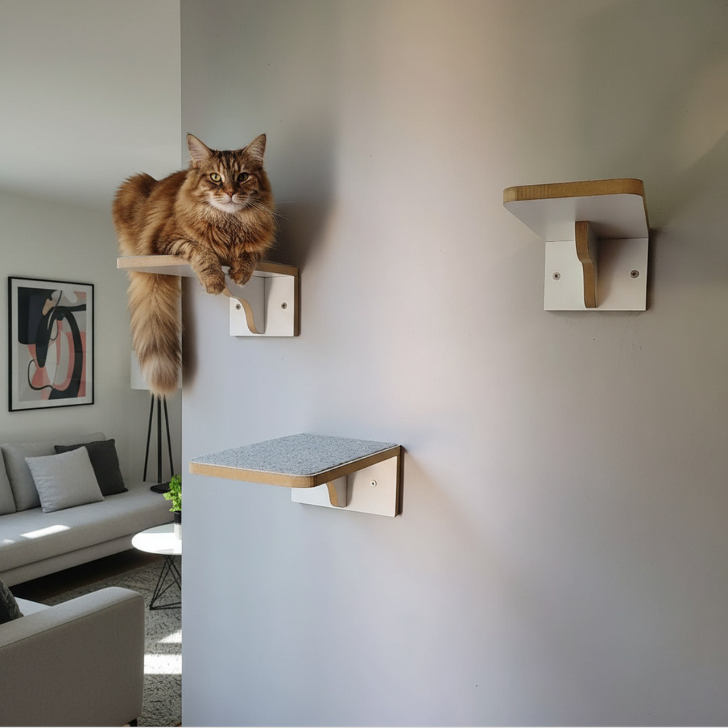 Playground Gato Reforçado com 3 Degraus em MDF 15mm LAMINADO Com Carpete Montado Parque Para Gatos
