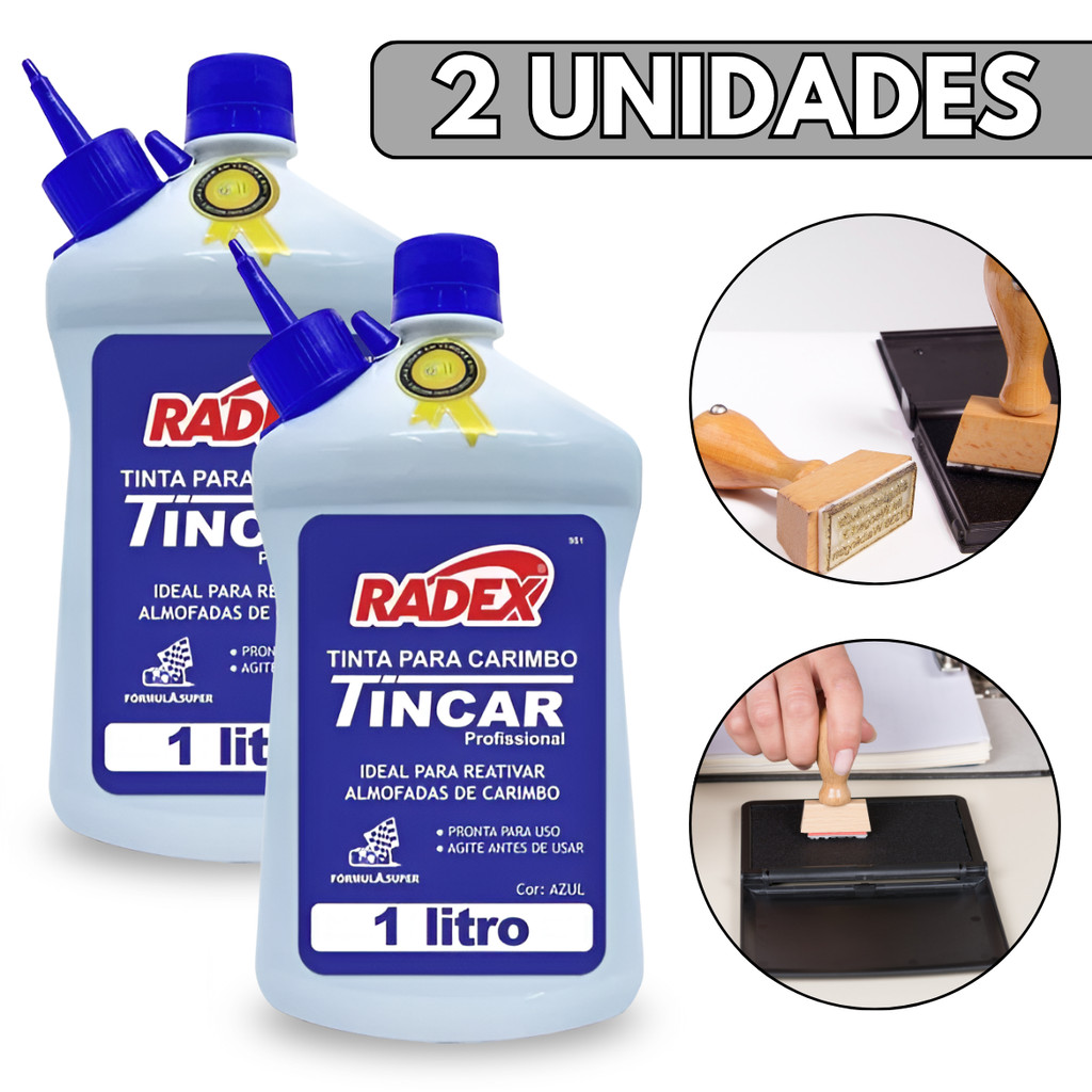 Tinta Para Almofada De Carimbo Tubo 1 Litro Secagem Rápida Radex - Escolha Seu Kit