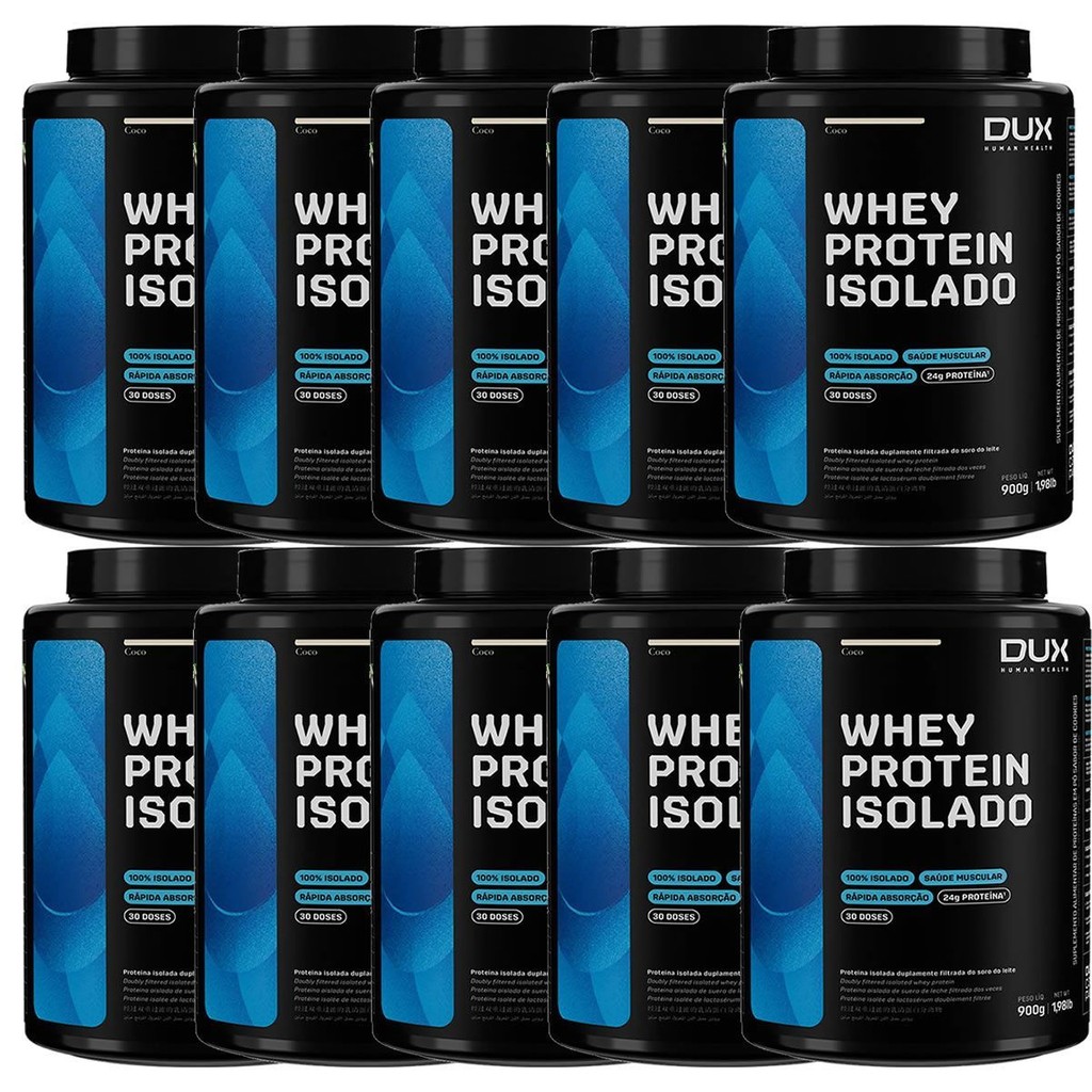 Kit 10X Whey Protein Isolado - 900g Coco - Dux Nutrition