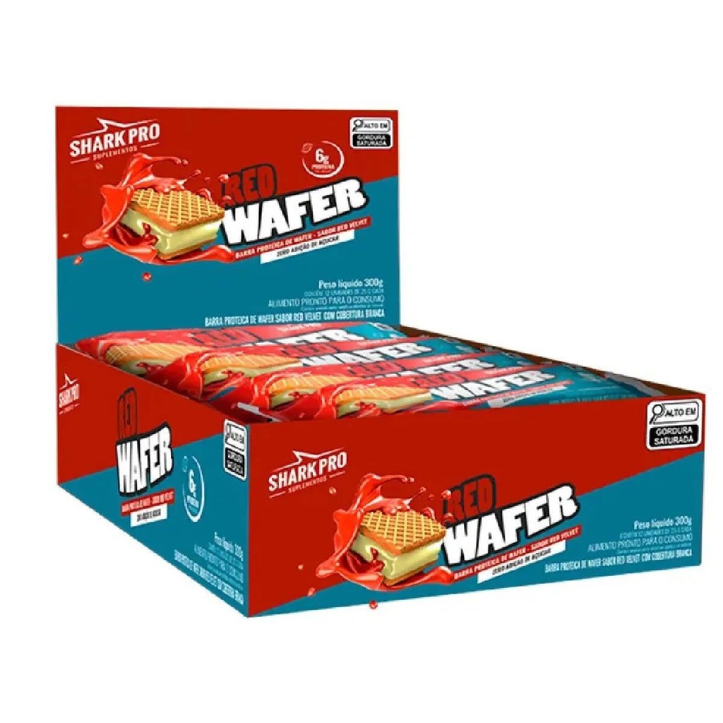 Shark Wafer - 12 Barras 25g Red Velvet - Shark Pro em Oferta na Shopee