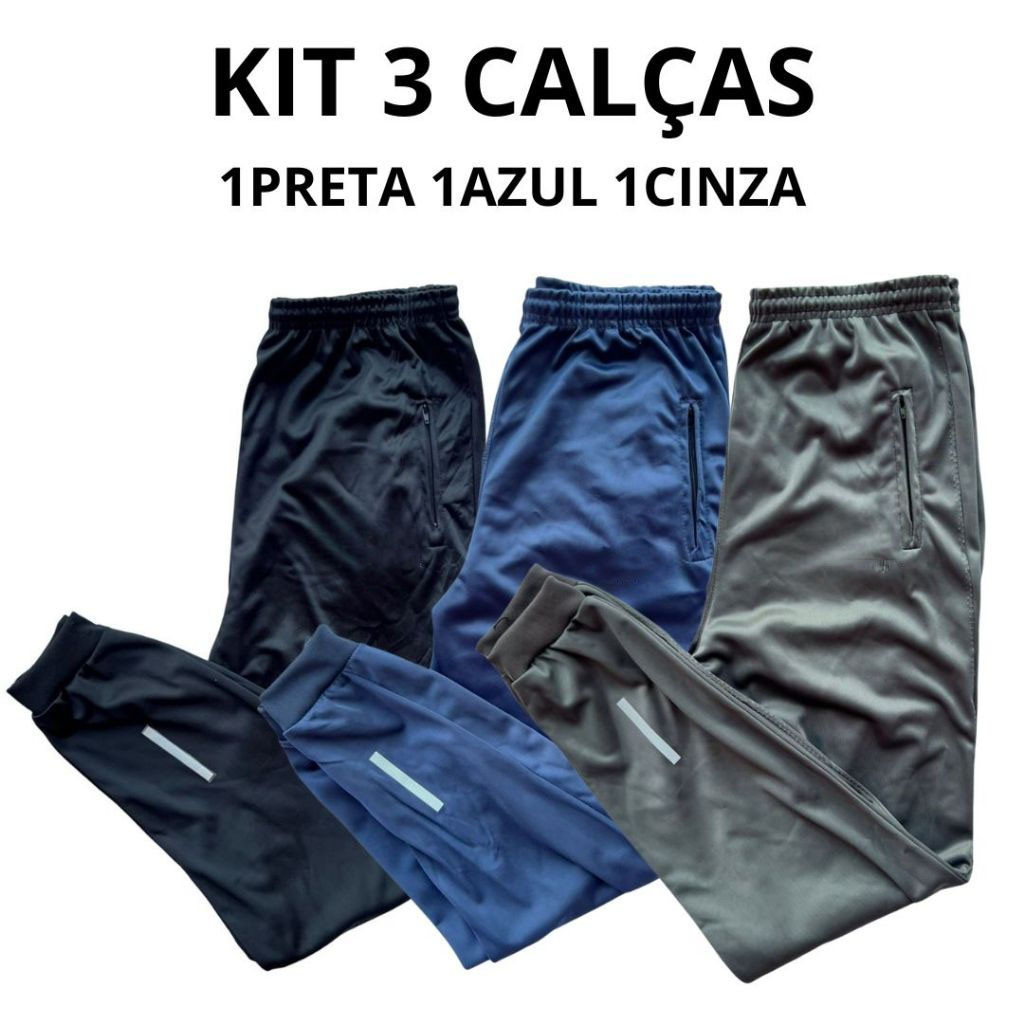 Combo 3 Calças Masculina Jogger chimpa Slim Fit Com Refletivo Academia Treino