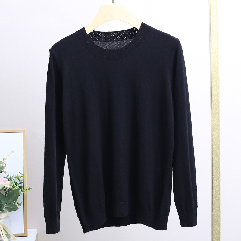 [Moda] Inverno Novo Estilo Base Misturada All-Match Pulôver Fino Malhas de Lã 003