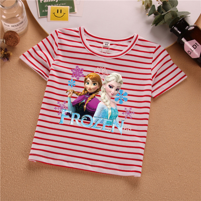 Meninas verão puro algodão moda listrado camiseta princesa Aisha impresso crianças novo estilo verão fino topo 3