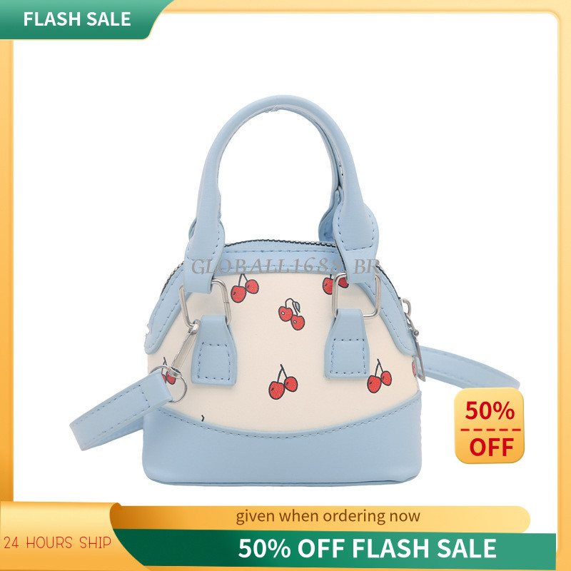 {ESTOQUE PRONTO} Novo estilo na moda menina bolsa moda Commuter cereja Mini bolsa impressa bolsa de ombro nas axilas