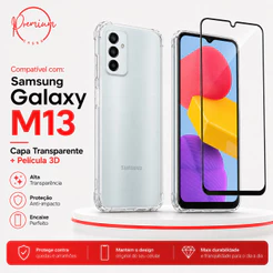 Capa Capinha Anti Impacto Compatível Com Galaxy M13 E/OU Película 3D Vidro Temperado