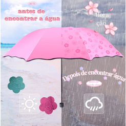Guarda-Chuva Grande Encontre Água E Flores Aparecem ! Reforçado Com Proteção UV BLACKOUT