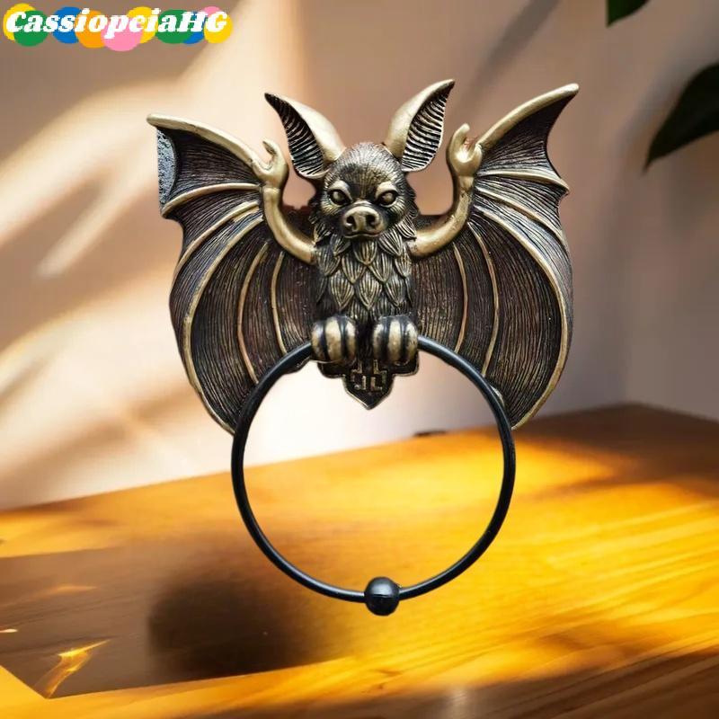 (Cassiopeiahg) Whimsical Halloween Bat Knoer Gótico Arte De Parede Estátua De Resina Moldura E Porta Ornamento Decorativ