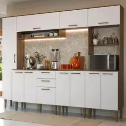 Armário de Cozinha Completa 265 cm Rustic/Branco Lille Madesa 01
