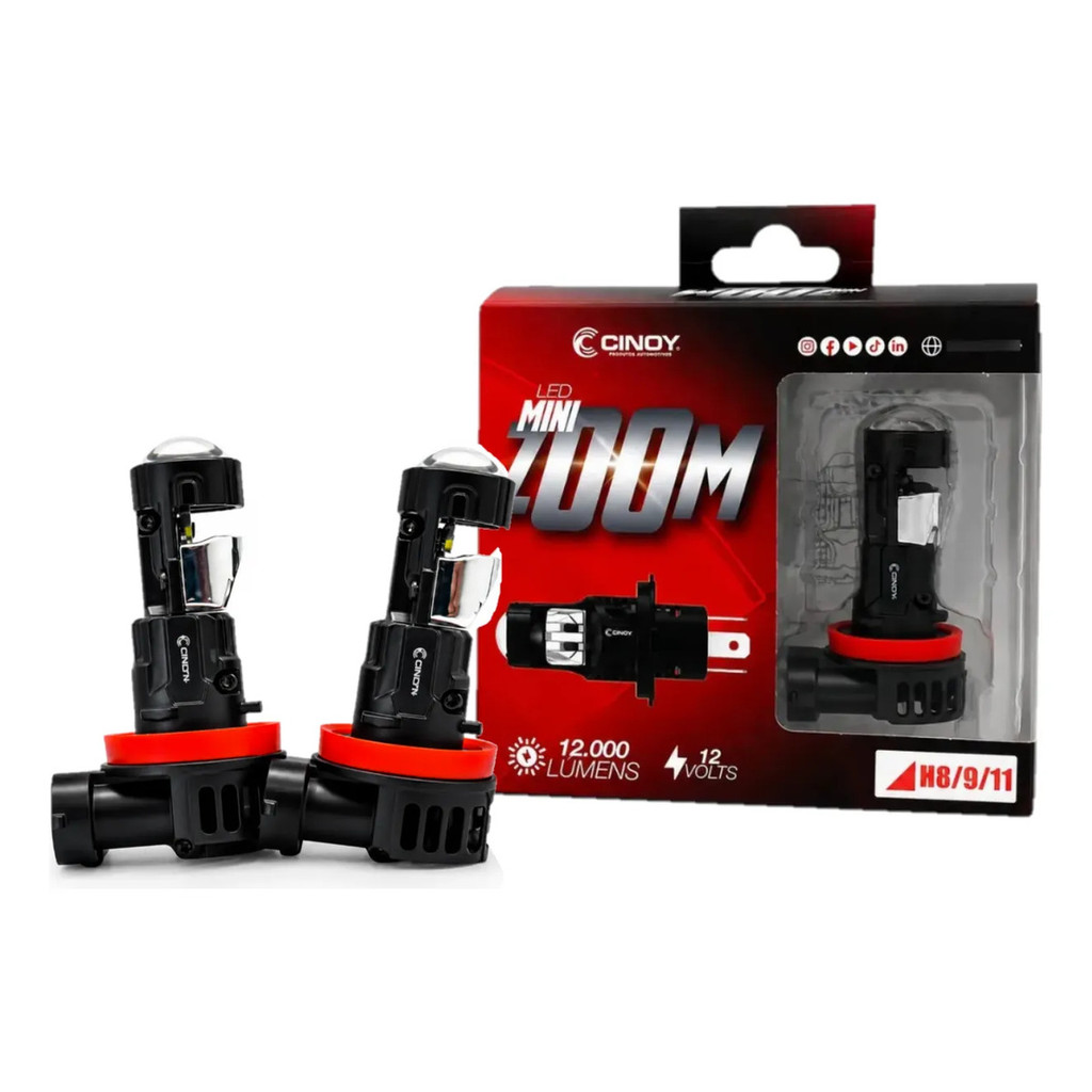 Lampada Led Cinoy 12.000l H8 H9 H11 Mini Zoom 12v 6000k