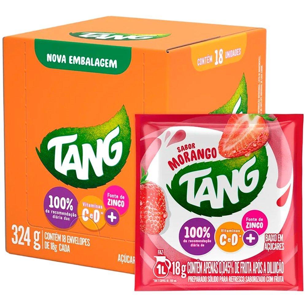 Refresco em Pó Tang Morango 18g - Caixa com 18 Unidades