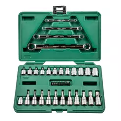 Jogo de Soquetes e Chave E-Torx Sata 1/4P e 3/8P 35 Peças