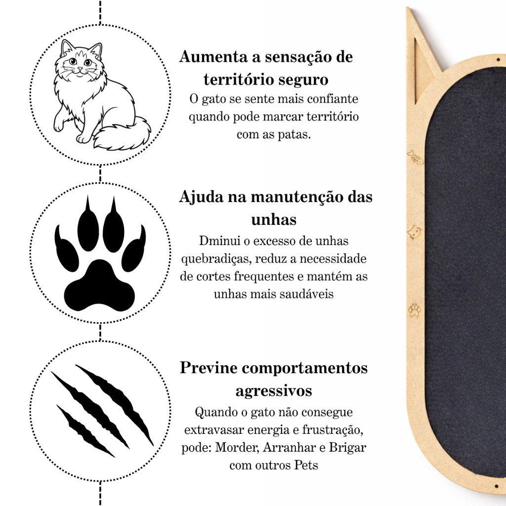 Arranhador Parede Premium Para Gato Afiador Pet Mdf e Carpete — imagem 2 de 2