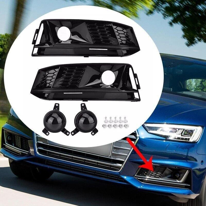 1 Conjunto ABS Amortecedor Dianteiro Nevoeiro Lâmpada + Grade Da De Para Audi A4 S-Line B9 2017 2018