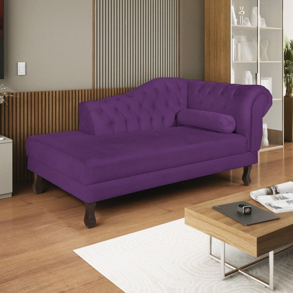 Diva Recamier Dora 130cm Lado Esquerdo Roxo Suede Roxo